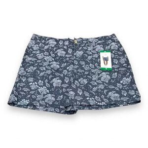 Jachs Girlfriend Women's Stretch Satin Chino Shorts Blue Floral Print‎ Size XL